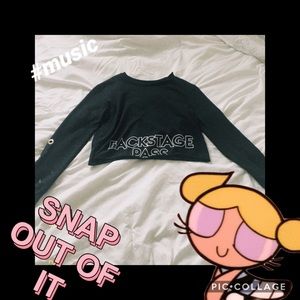 BLACK backstage pass croptop w/holes